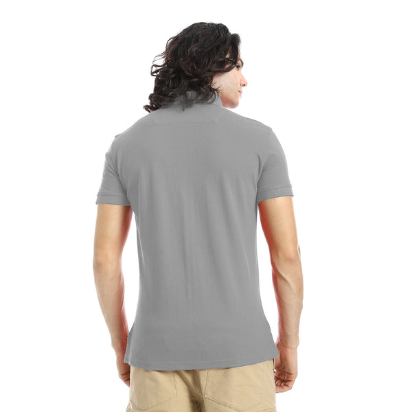 Pique_Pattern_Short_Sleeves_silver_Polo_Shirt