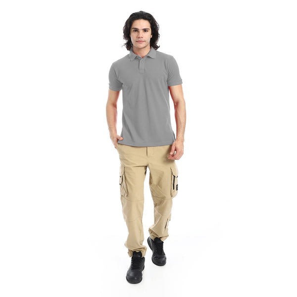 Pique_Pattern_Short_Sleeves_silver_Polo_Shirt