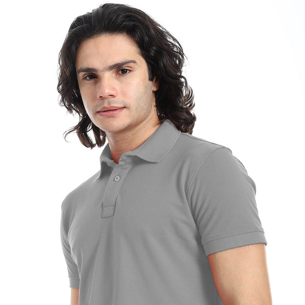 Pique_Pattern_Short_Sleeves_silver_Polo_Shirt