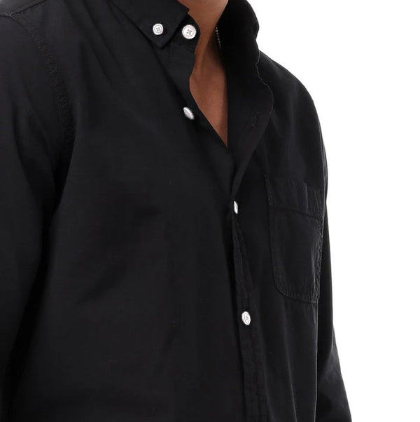 full sleeves plain buttoned shirt - black