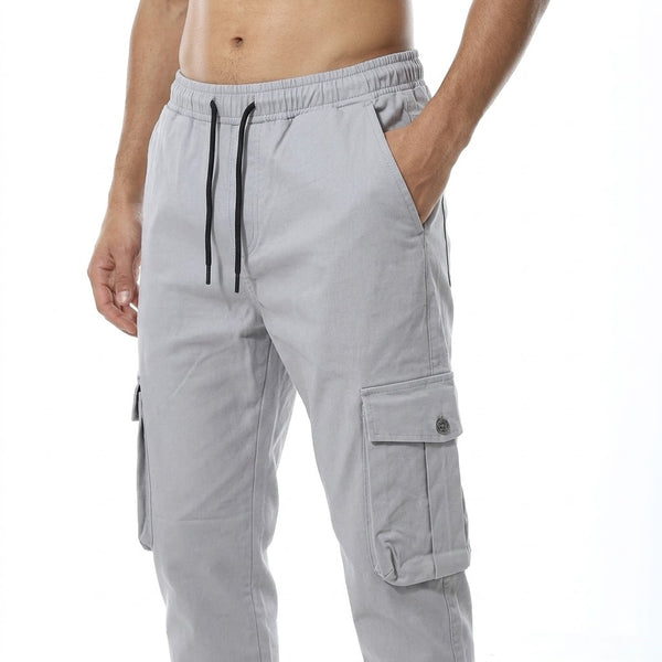 Cargo_Elastic_Waist_With_Drawstring_Pants_-_Light_Grey