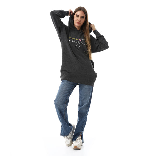 "You Are Enough" Embroidered Slip On Burgundy Sweater