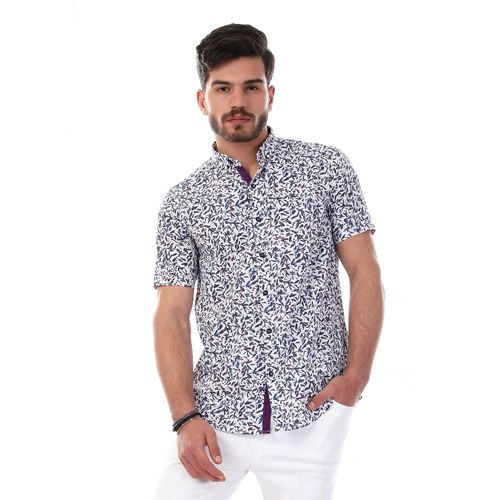 Colorful Leaves White Short Sleeves Shirt