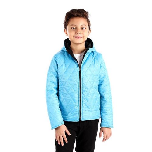 Boys Double Face Zipped Jacket - Black & Turquoise