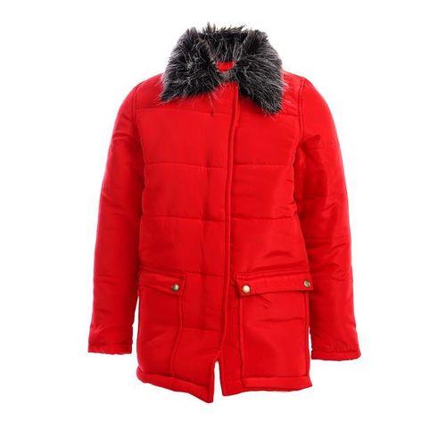 Girls Double Closure Hooded Jacket - Red