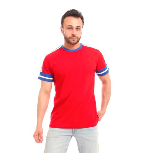 Casual Round Short Sleeves T-shirt - Red