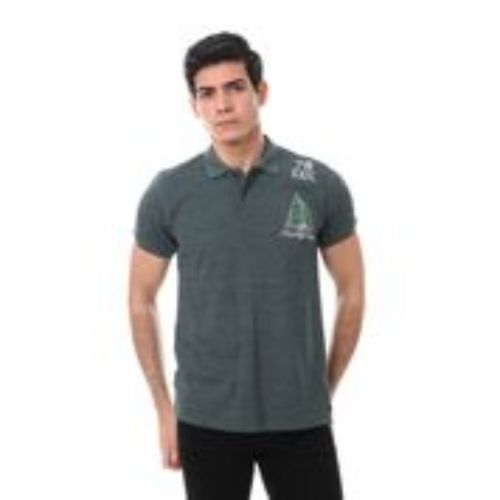 Pique & Front Stitched Cotton Polo Shirt - Heather Olive