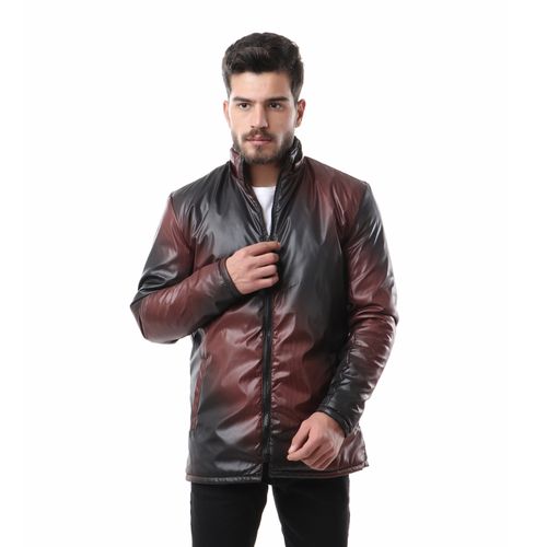 fashionable zipper jacket - burgundy