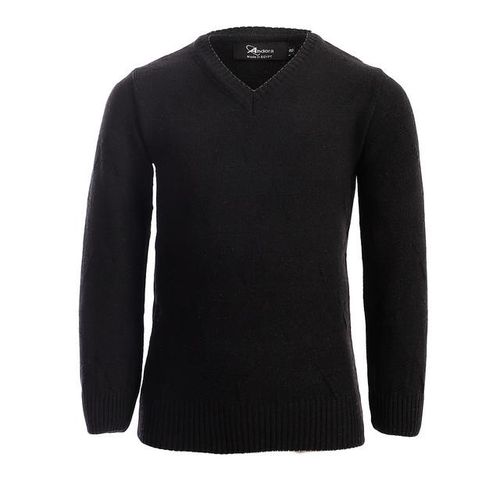 Boys Stars Patterned V-Neck Sweater - Black