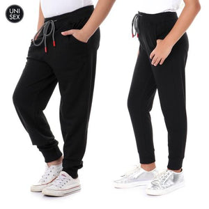 Kids Elastic Waist Comfy Sweatpants With Hem - Black