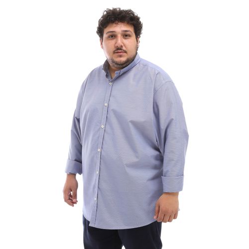Plus Size Plain Classic Collar Shirt - Light Blue