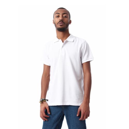 Heather Buttoned Polo Shirt - White