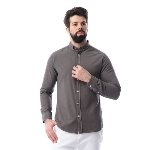 Solid Long Sleeves Dark Grey Shirt