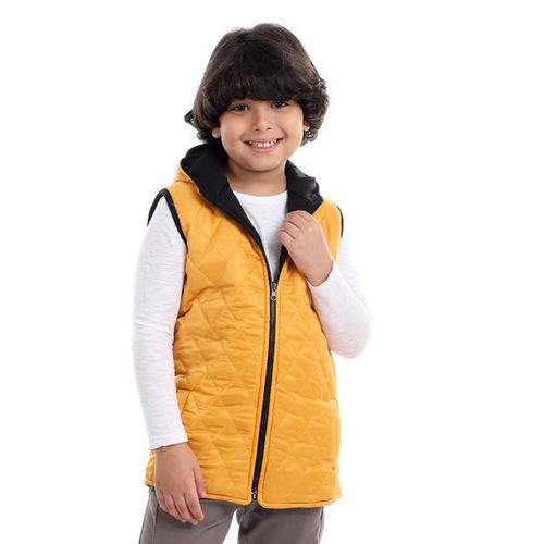 Stitched Double Face Boys Vest - Mustard