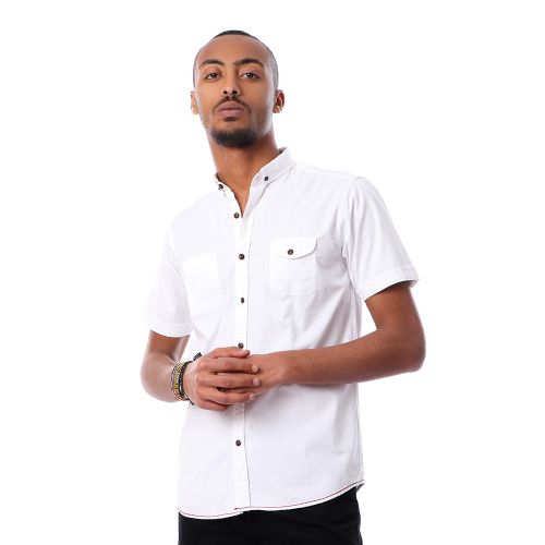 Gabardine Short Sleeves With Two Pockets Shirt - White
