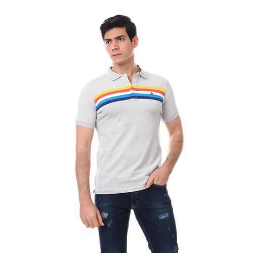 Colorful Short Sleeves Polo Shirt - Grey
