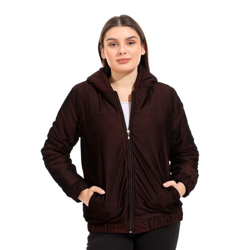 Padded Hooded Zipper Jacket - Dark Burgundy