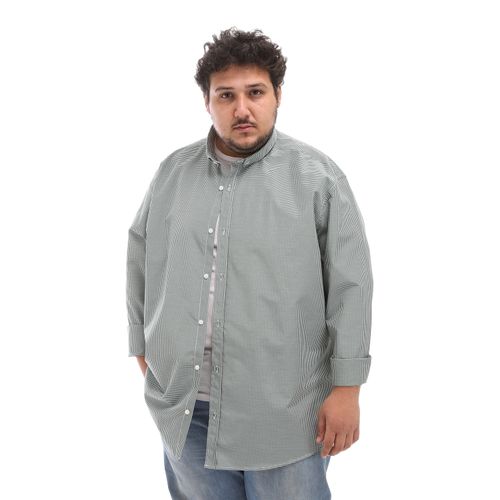 tinny plaids plus size cotton shirt - green - white