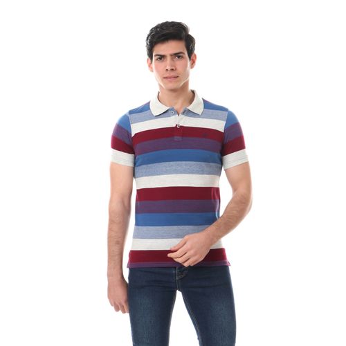 Wild Stripes Short Sleeves Polo Shirt - Blue
