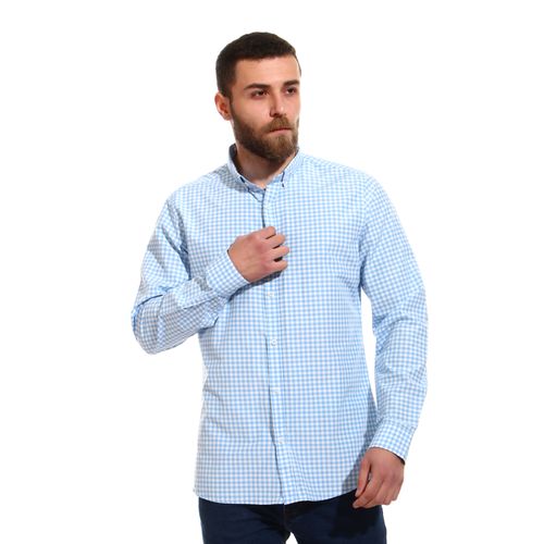Trendy Plaids Full Sleeves Shirt - Baby Blue & White