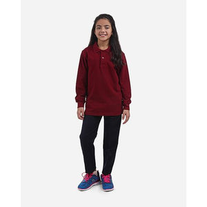 Unisex Long Sleeves School Polo Shirt - Dark Red