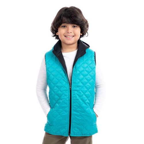 Stitched Double Face Boys Vest - Teal Green
