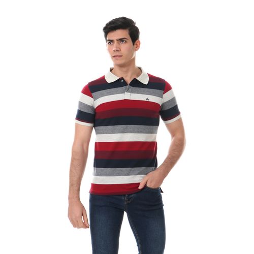 Wild Stripes Short Sleeves Polo Shirt - Maroon