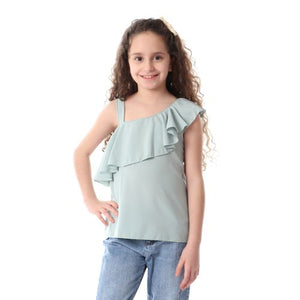 Girls Cold Shoulder Solid Top - Mint