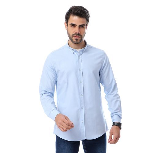 Solid Casual Buttoned Shirt - Light Blue
