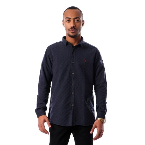 Long Sleeves Winter Checkered Shirt - Navy Blue & Dark Olive