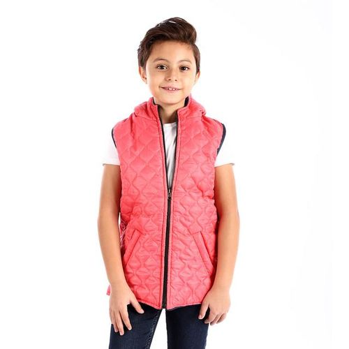 Boys Double Face Vest - Navy Blue & Coral