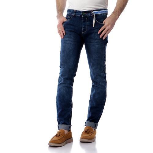 Regular Fit With Light Acid Jeans - Dark Blue Jeans