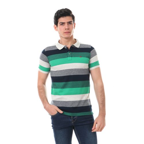Wild Stripes Short Sleeves Polo Shirt - Green