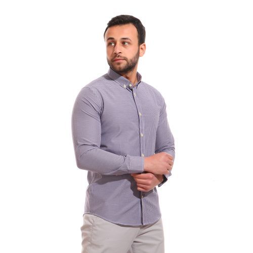 Tinny Plaids Full Sleeves Shirt - Dark Purple & White