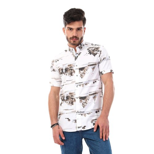 Nature Printings Short Sleeves Off White Shirt