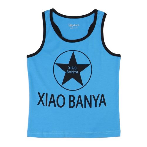 Printed Sleeveless T-shirt - Medium Blue