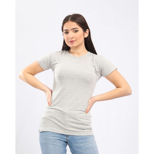 heather grey slip on round basic t-shirt