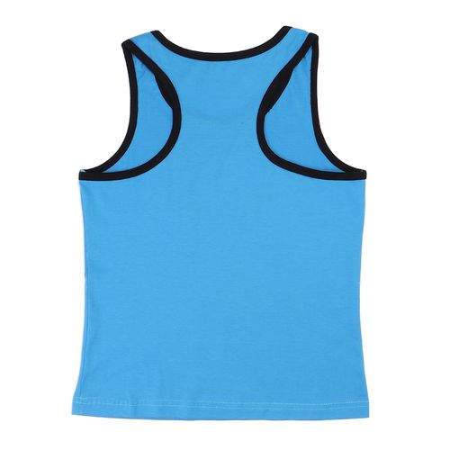 Printed Sleeveless T-shirt - Medium Blue