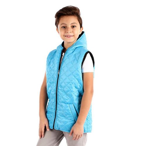 Boys Double Face Vest - Turquoise & Black