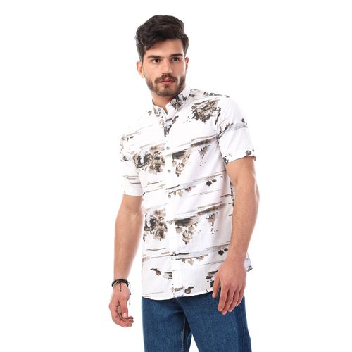 Nature Printings Short Sleeves Off White Shirt