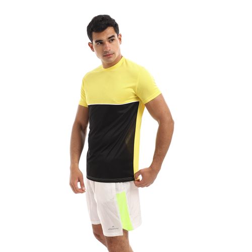 Short Sleeves Yellow & Black Sportive Tee