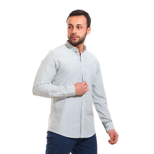 striped_turn_down_collar_cotton_shirt_-_green_-_white