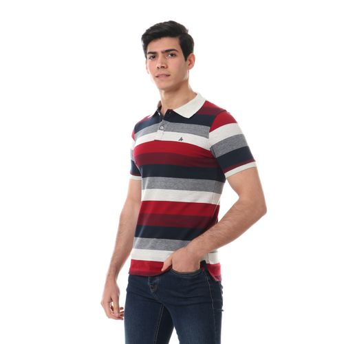 Wild Stripes Short Sleeves Polo Shirt - Maroon