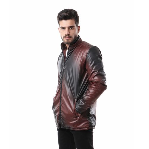 fashionable zipper jacket - burgundy