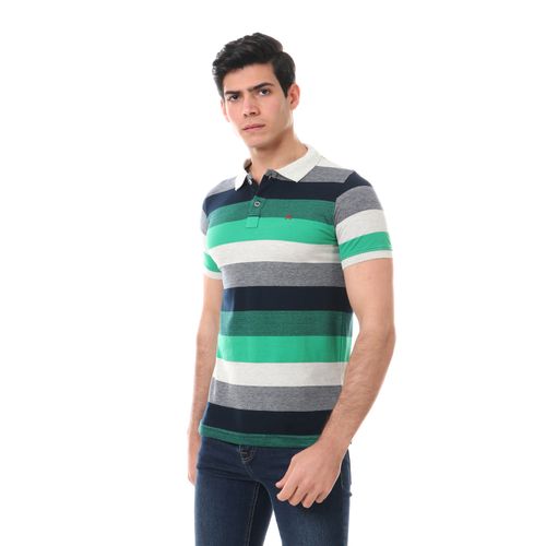 Wild Stripes Short Sleeves Polo Shirt - Green