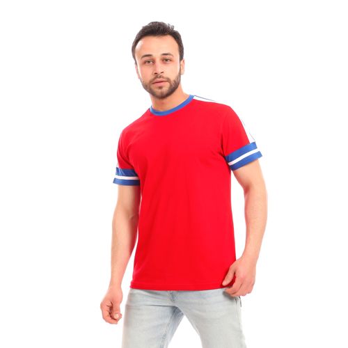 Casual Round Short Sleeves T-shirt - Red