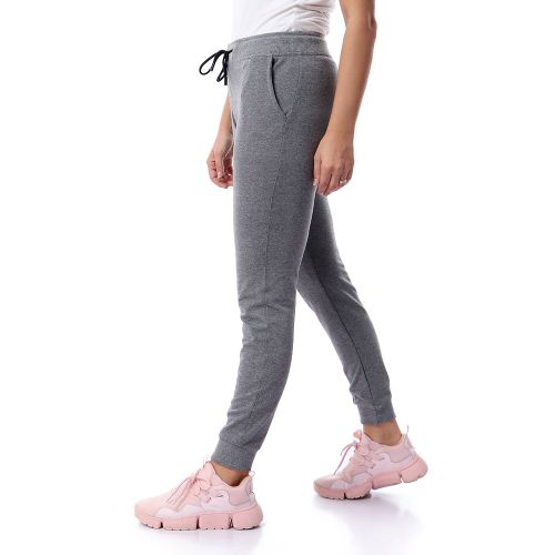 Solid Elastic Waist With Drawstring Sweatpants - Heather Dark Grey