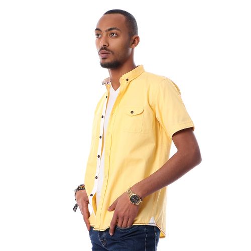 Gabardine Short Sleeves With Two Pockets Shirt - Yellow