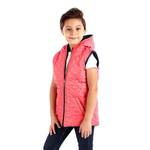 Boys Double Face Vest - Navy Blue & Coral