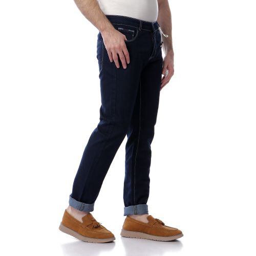 Navy Blue Jeans Solid Casual Jeans